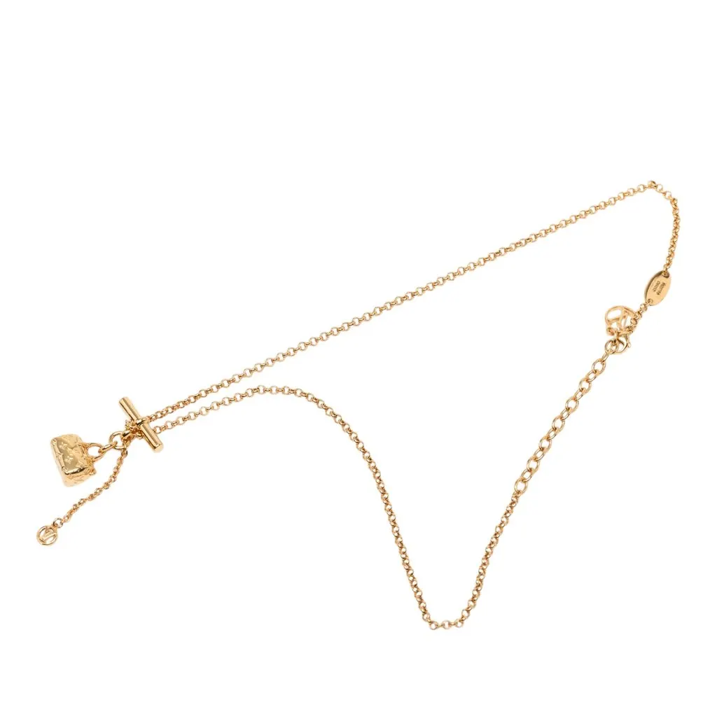 Louis Vuitton Gold Plated Collier LV Speedy Necklace Gold Metal Very good - Front View
