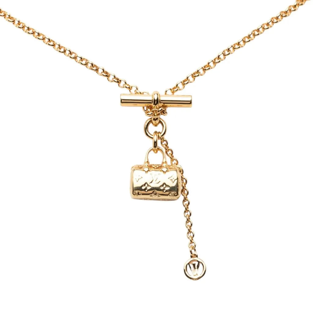 Louis Vuitton Gold Plated Collier LV Speedy Necklace Gold Metal Very good - Back View