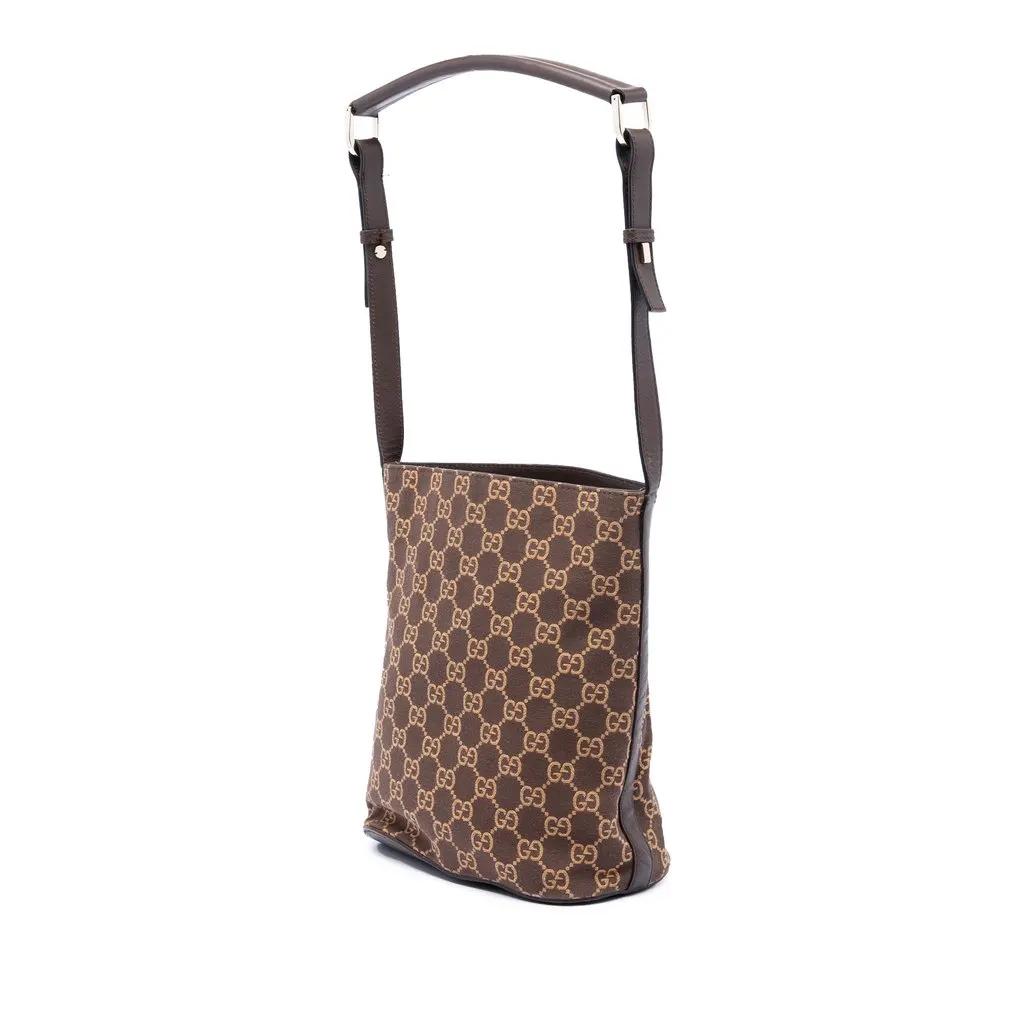Gucci GG Canvas Shoulder Bag Brown Very good - Back View