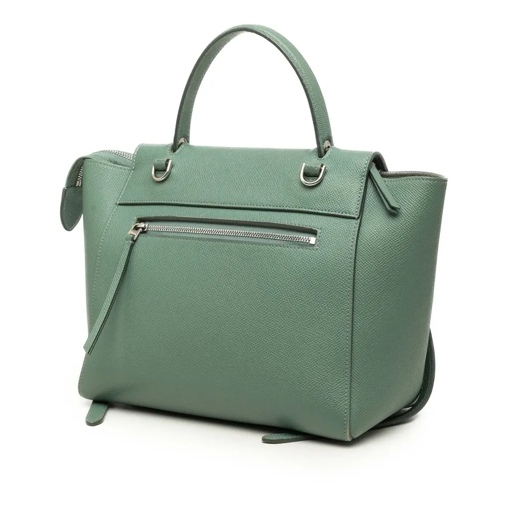 Celine Micro Grained Calfskin Belt Bag Green Leather Very good - Back View