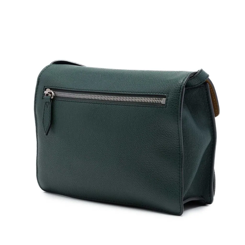 Burberry Small Leather and House Check Canvas Derby Macken Crossbody Green Leather Good - Back View