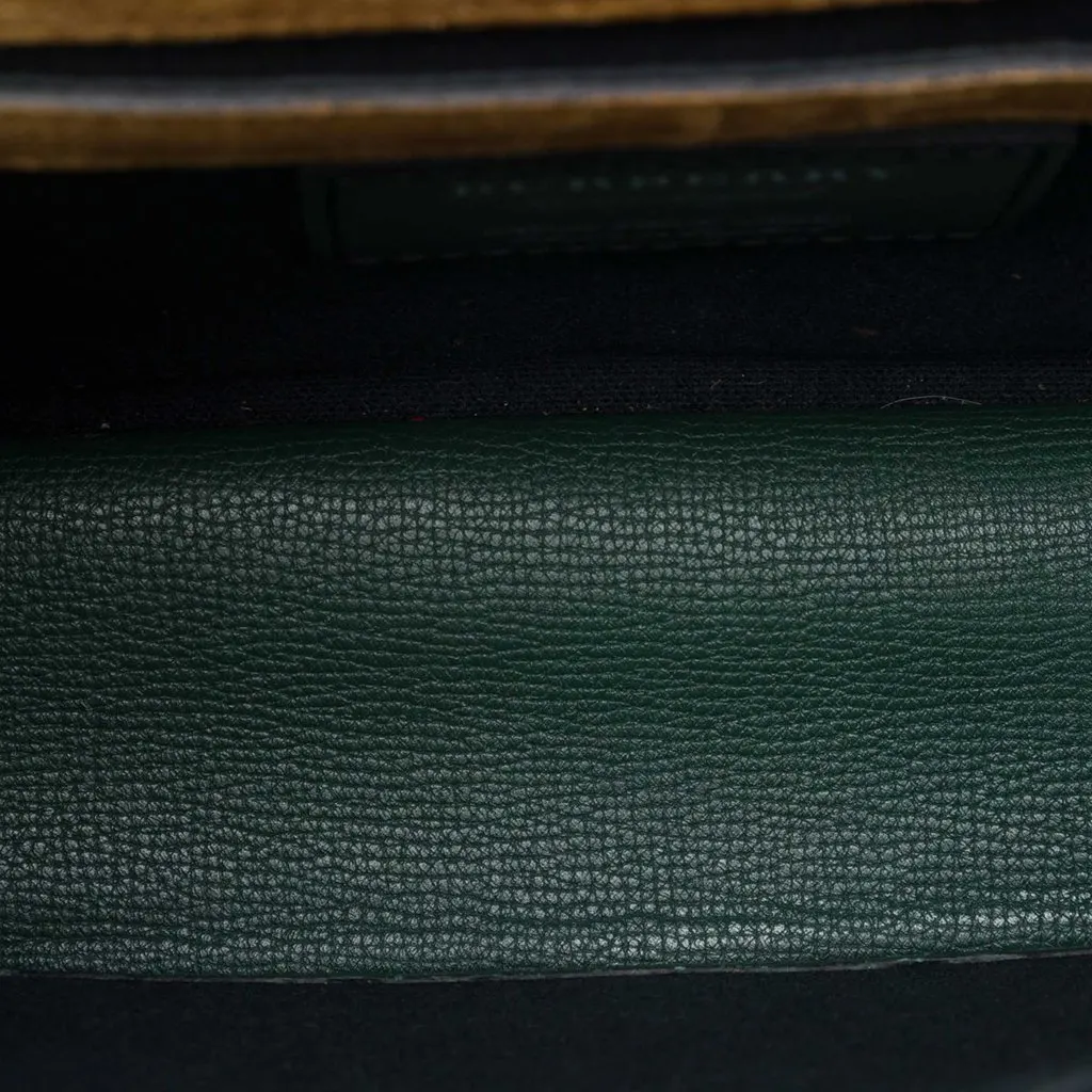 Burberry Small Leather and House Check Canvas Derby Macken Crossbody Green Leather Good - Model View