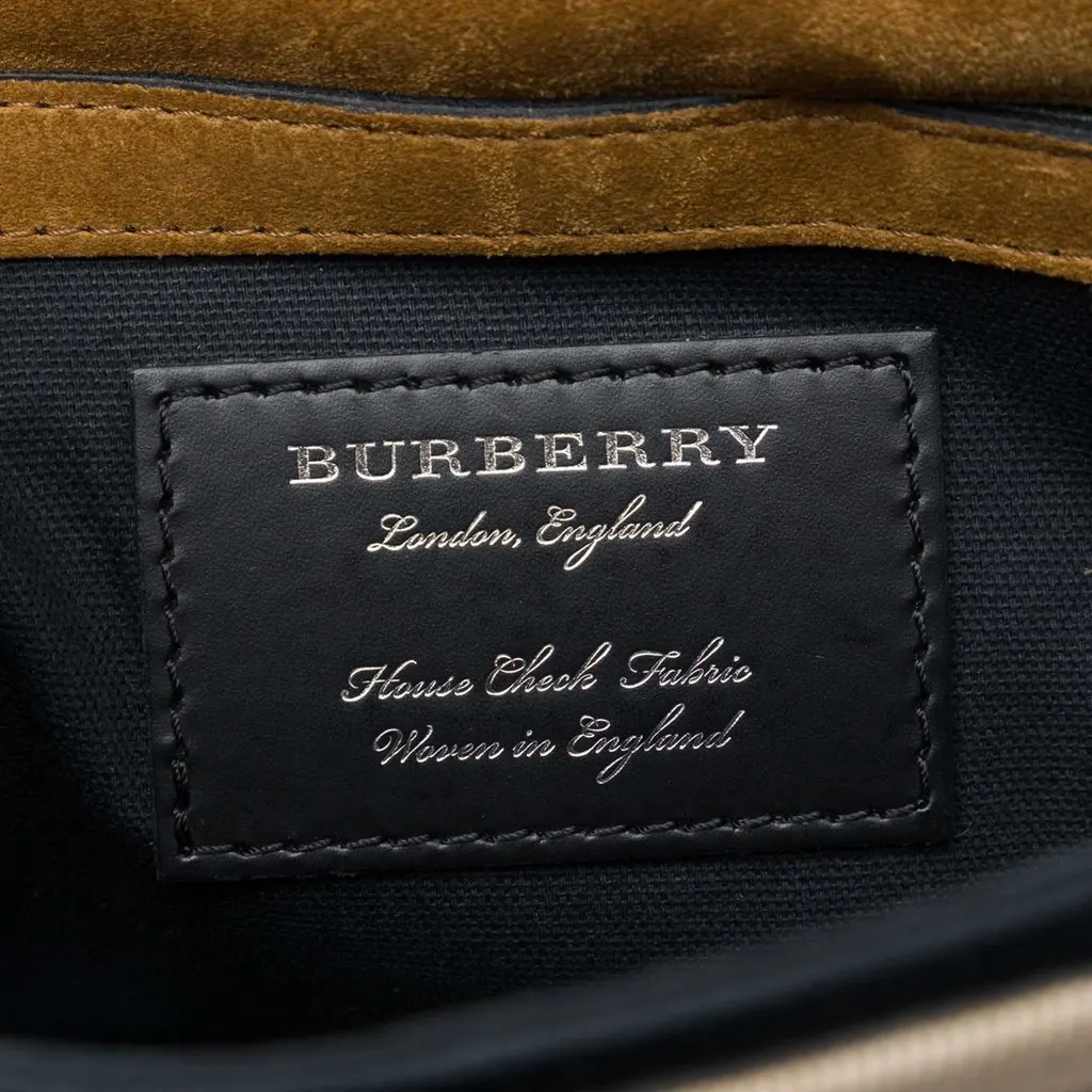 Burberry Small Leather and House Check Canvas Derby Macken Crossbody Green Leather Good - Box View