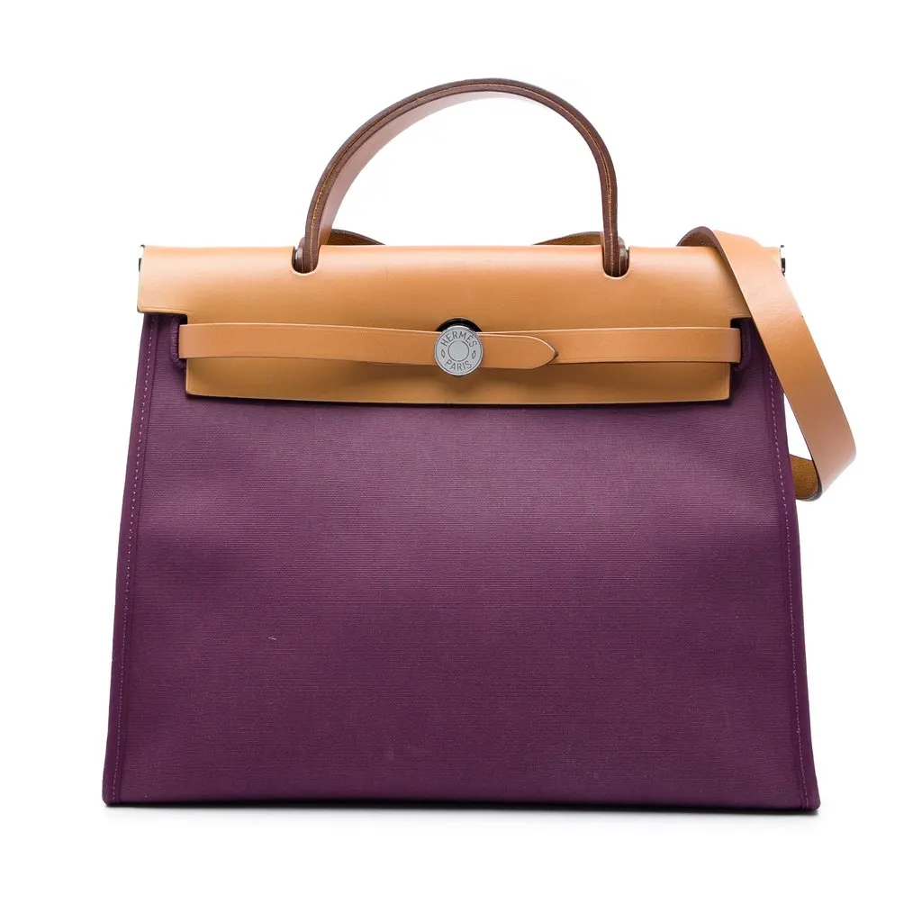Hermès Toile Verso Herbag Zip 31 Purple Canvas Good - Front View
