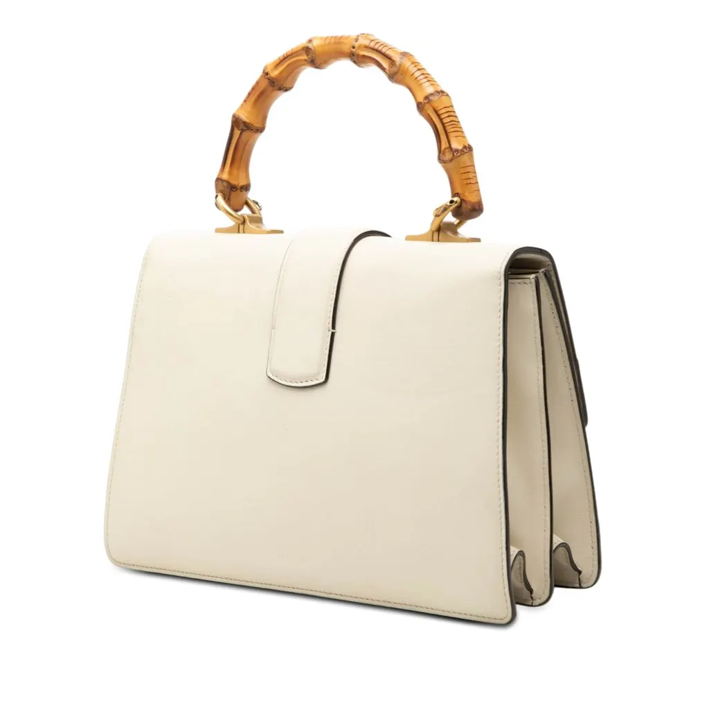 Gucci Medium Leather Bamboo Dionysus Web Satchel White Leather Very good - Back View