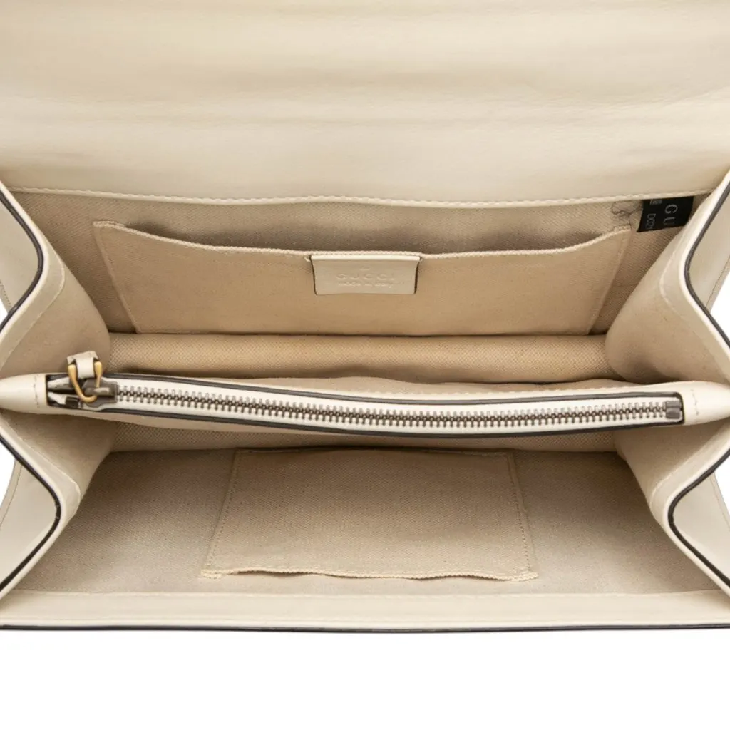 Gucci Medium Leather Bamboo Dionysus Web Satchel White Leather Very good - Model View