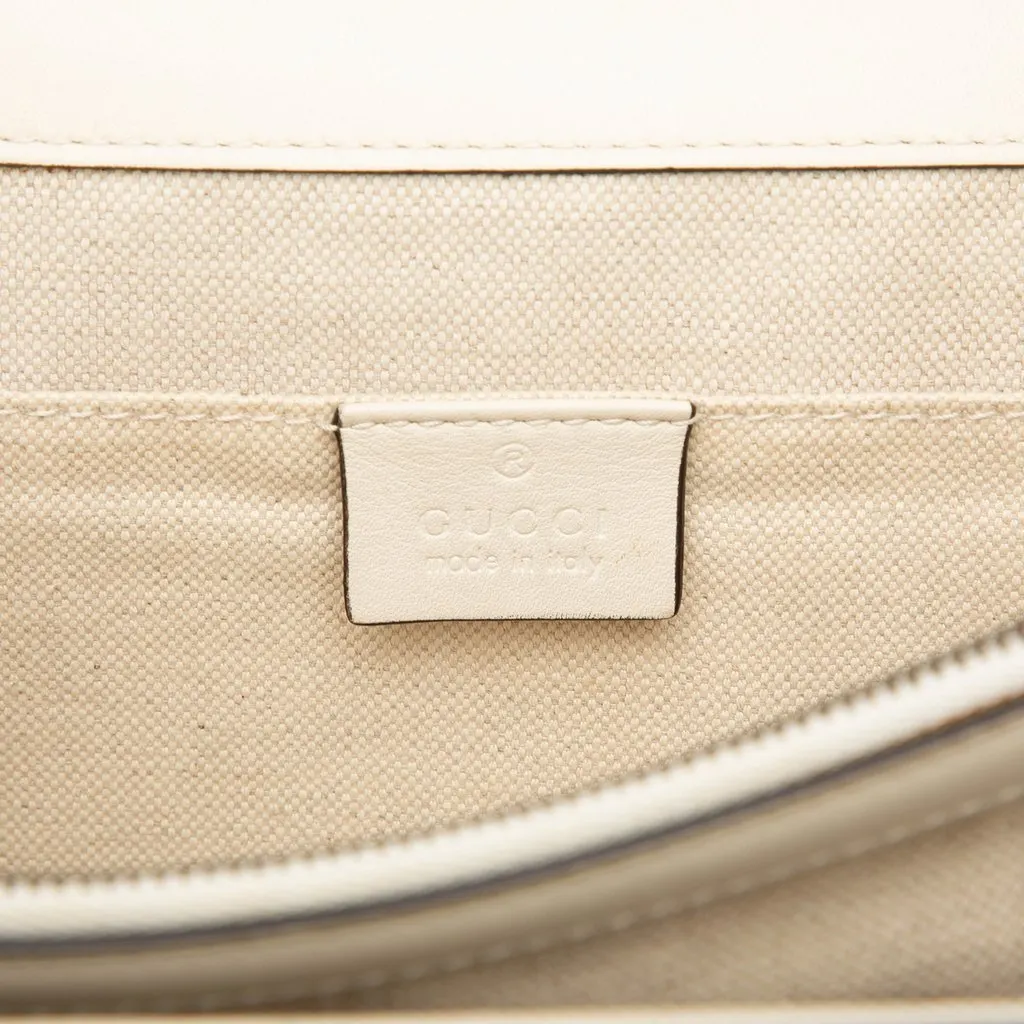 Gucci Medium Leather Bamboo Dionysus Web Satchel White Leather Very good - Box View