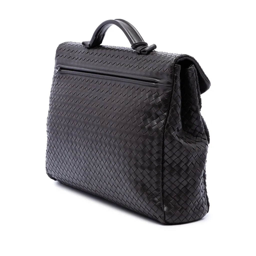 Bottega Veneta Nappa Intrecciato Business Bag Brown Leather Very good - Back View