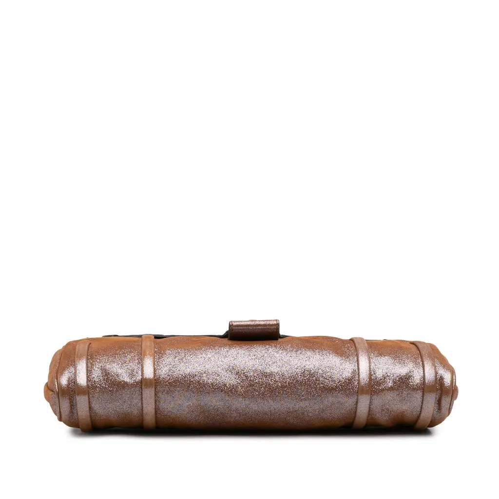 Celine Glitter Leather Chain Flap Brown Leather Good - Inside View