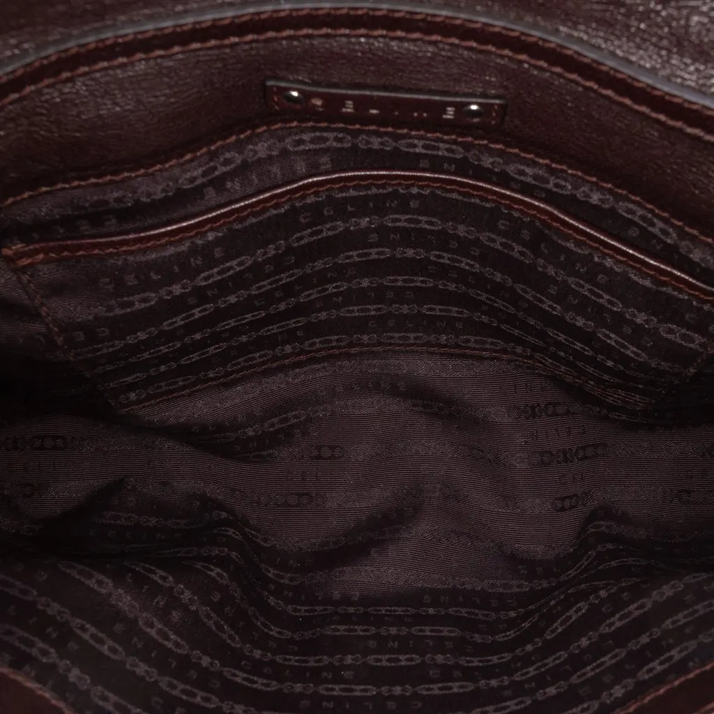 Celine Glitter Leather Chain Flap Brown Leather Good - Model View