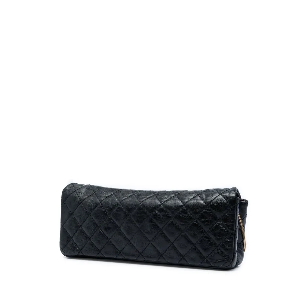 Chanel Quilted Glazed Calfskin Reissue 2.55 East West Single Flap Black Leather Very good - Back View