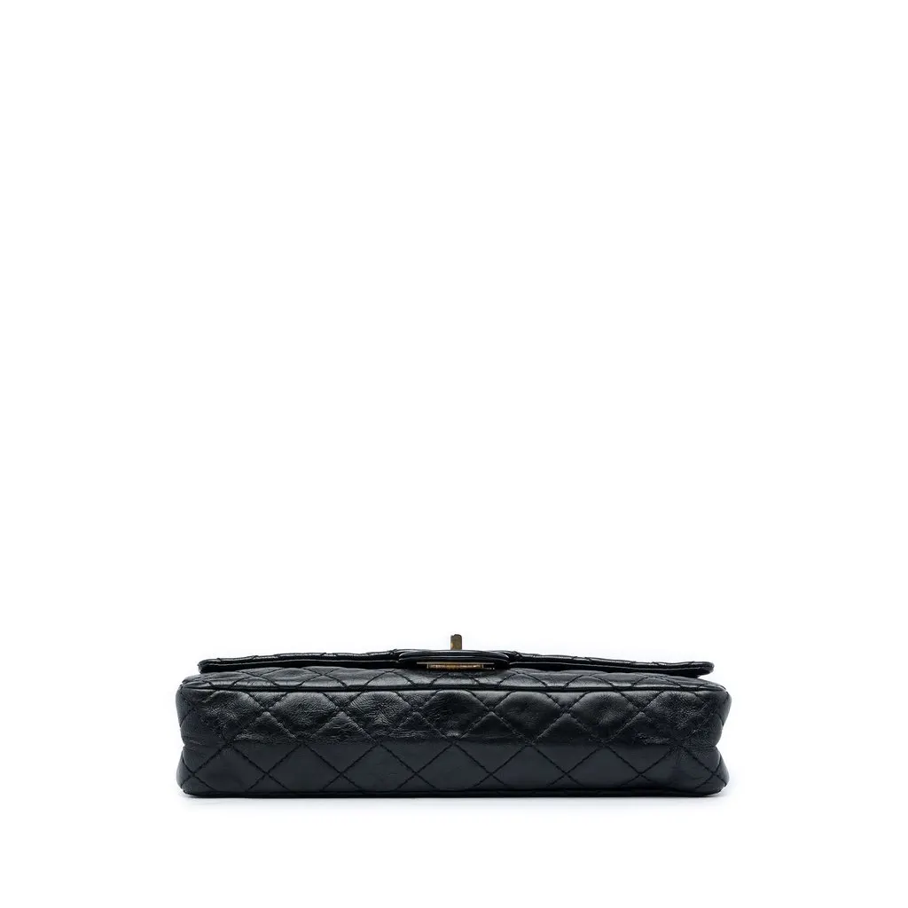 Chanel Quilted Glazed Calfskin Reissue 2.55 East West Single Flap Black Leather Very good - Inside View