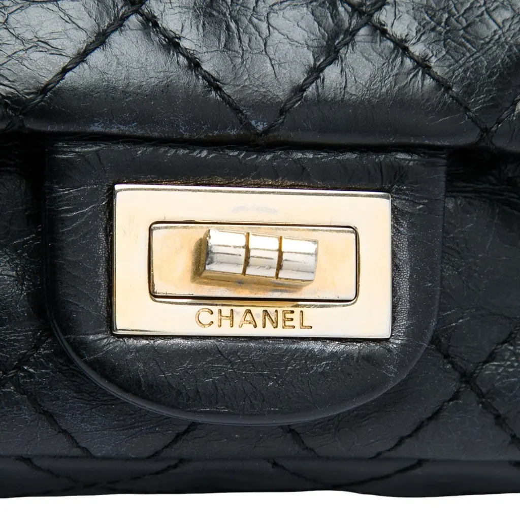 Chanel Quilted Glazed Calfskin Reissue 2.55 East West Single Flap Black Leather Very good - Box View