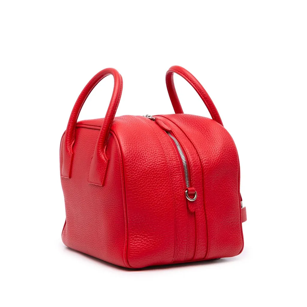 Burberry Small Grained Calfskin Cube Satchel Red Leather Good - Back View