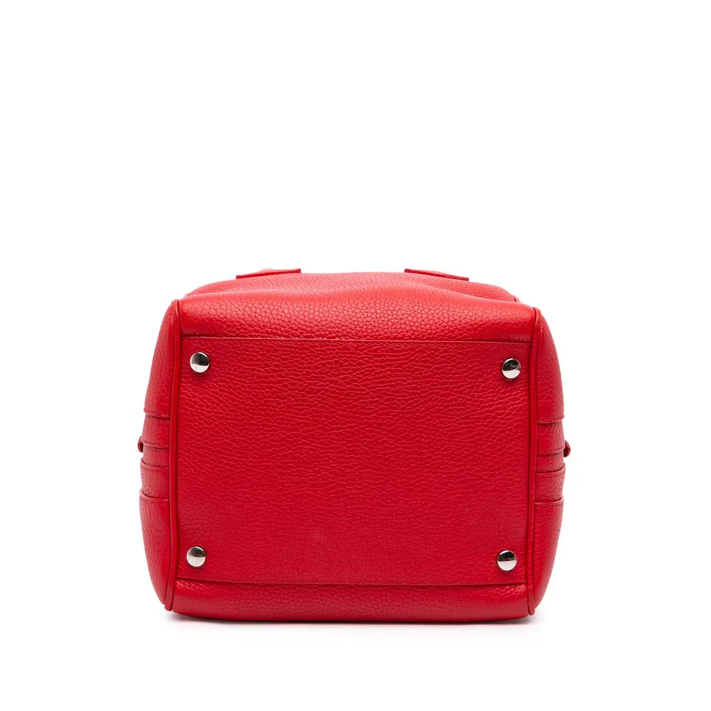 Burberry Small Grained Calfskin Cube Satchel Red Leather Good - Inside View