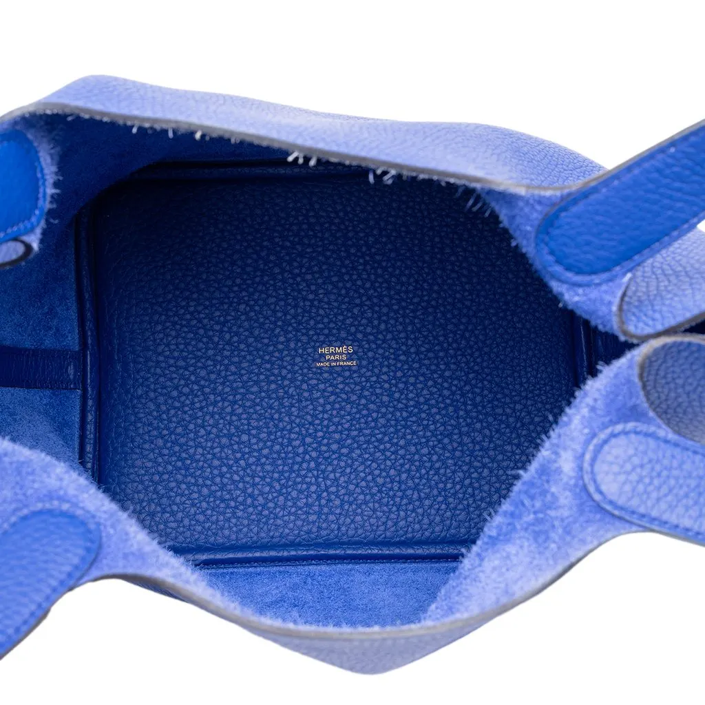 Hermès Clemence Picotin Lock 18 Blue Leather Good - Model View