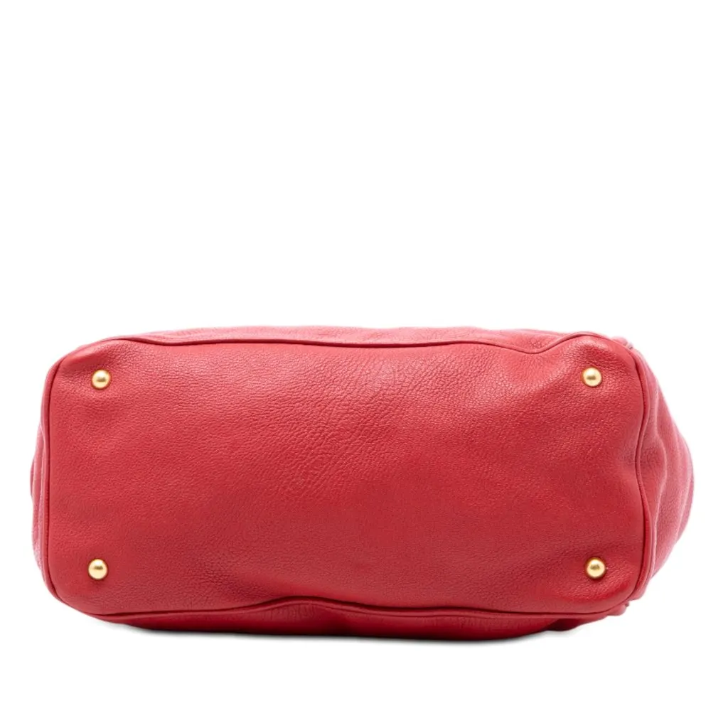 Miu Miu Nappa Turn Lock Frame Top Handle Bag Red Leather Very good - Inside View
