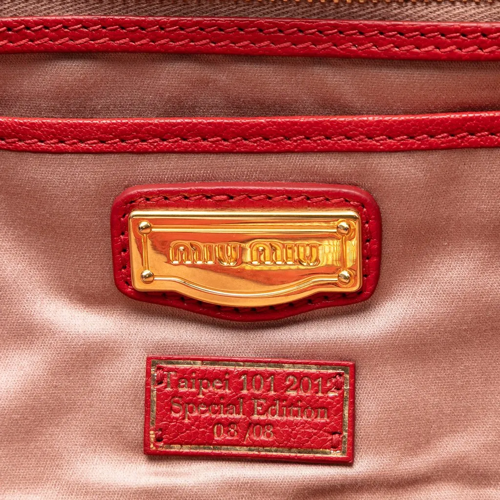 Miu Miu Nappa Turn Lock Frame Top Handle Bag Red Leather Very good - Box View