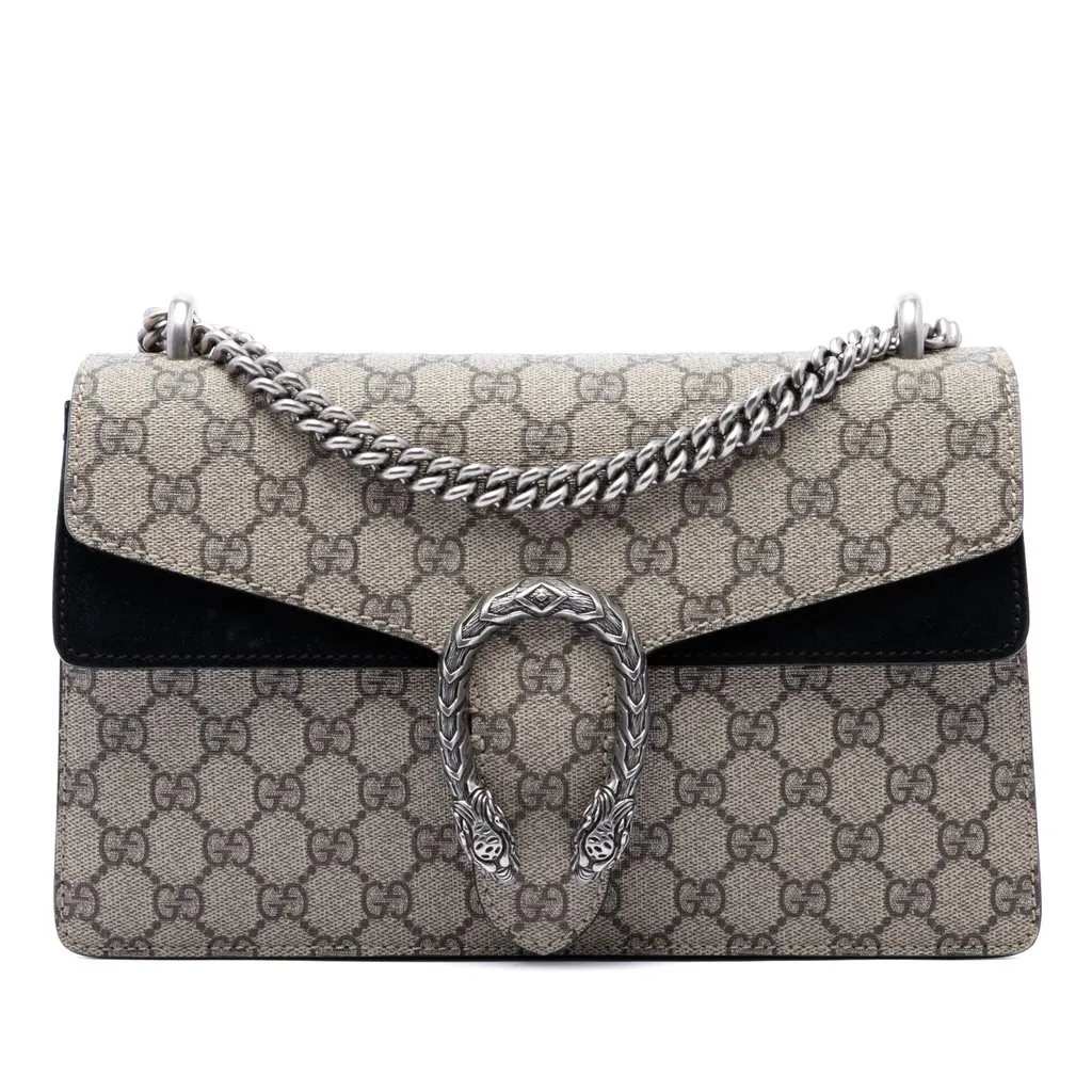 Gucci Medium GG Supreme Dionysus Shoulder Bag Beige Canvas Very good - Front View