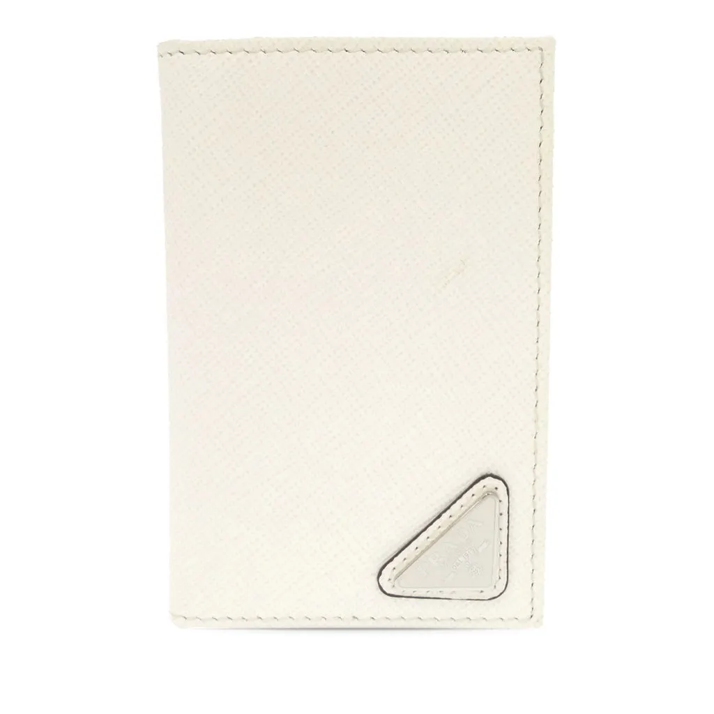 Prada Saffiano Card Holder White Leather Very good - Front View