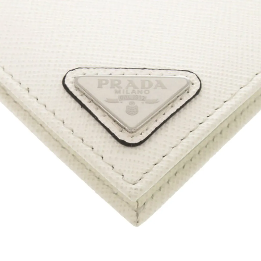 Prada Saffiano Card Holder White Leather Very good - Box View
