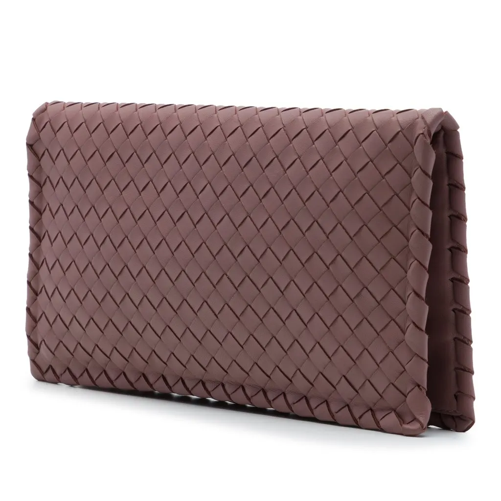 Bottega Veneta Nappa Intrecciato Turn Lock Clutch Pink Leather Very good - Back View