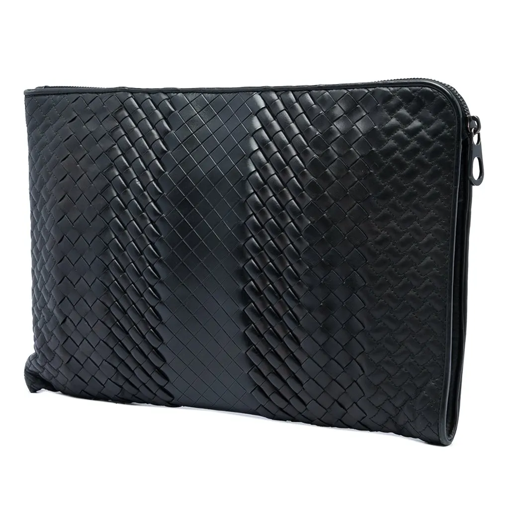 Bottega Veneta Nappa Intreccio Imperatore Zip Clutch Brown Leather Very good - Back View