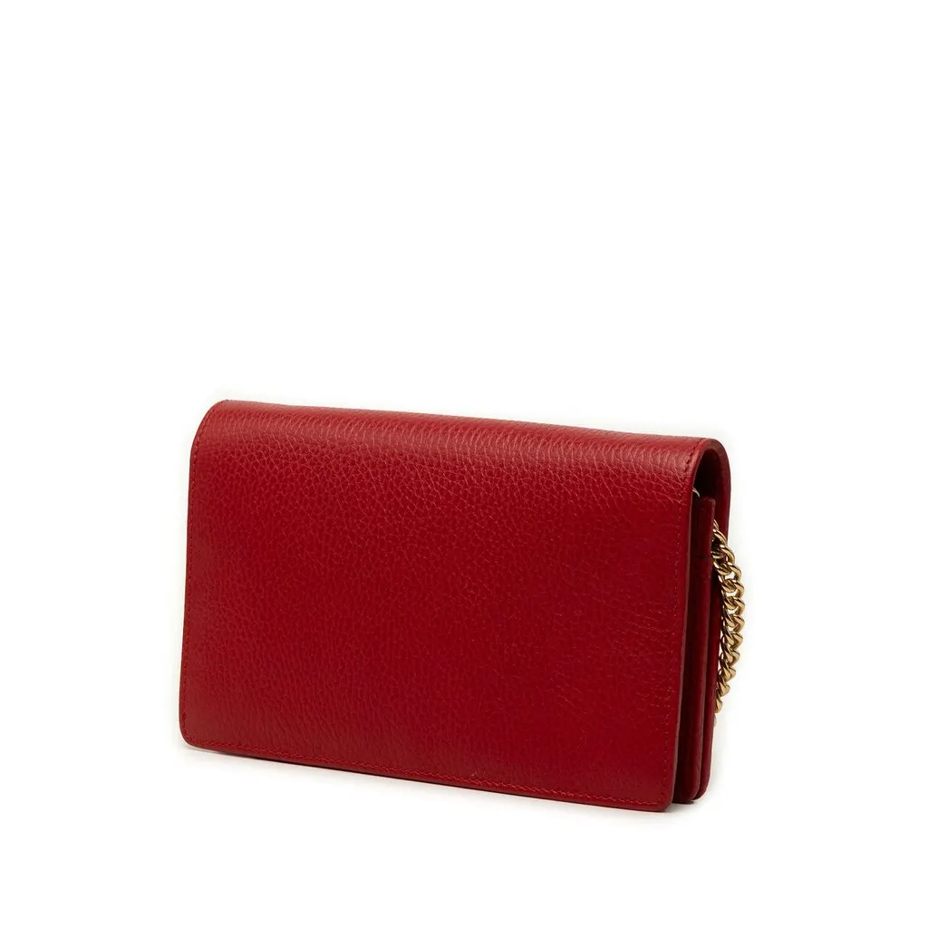 Gucci GG Marmont Leather Wallet On Chain Red Leather Very good - Back View