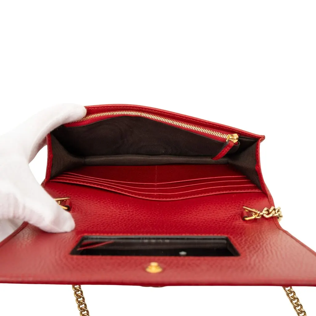 Gucci GG Marmont Leather Wallet On Chain Red Leather Very good - Model View