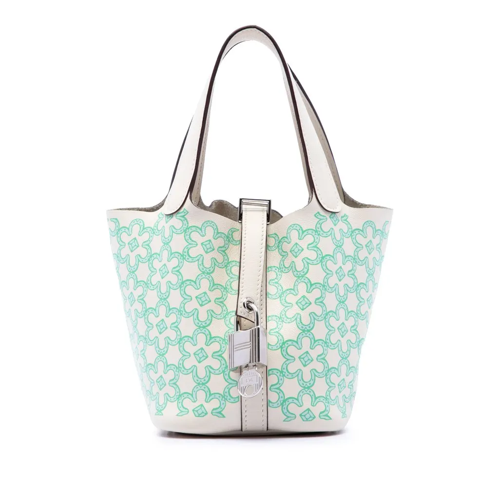 Hermès Micro Swift Lucky Daisy Picotin Lock 14 White Leather Very good - Front View
