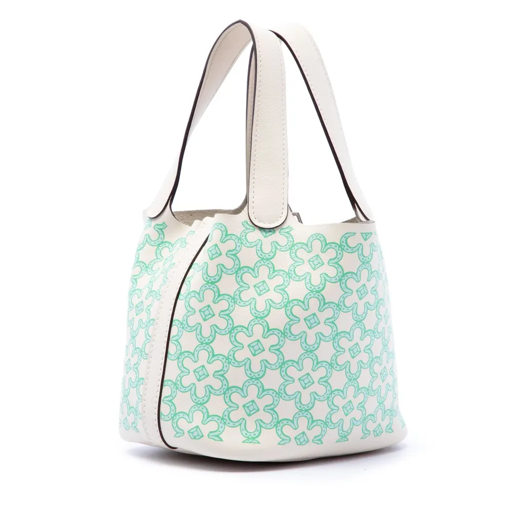 Hermès Micro Swift Lucky Daisy Picotin Lock 14 White Leather Very good - Back View