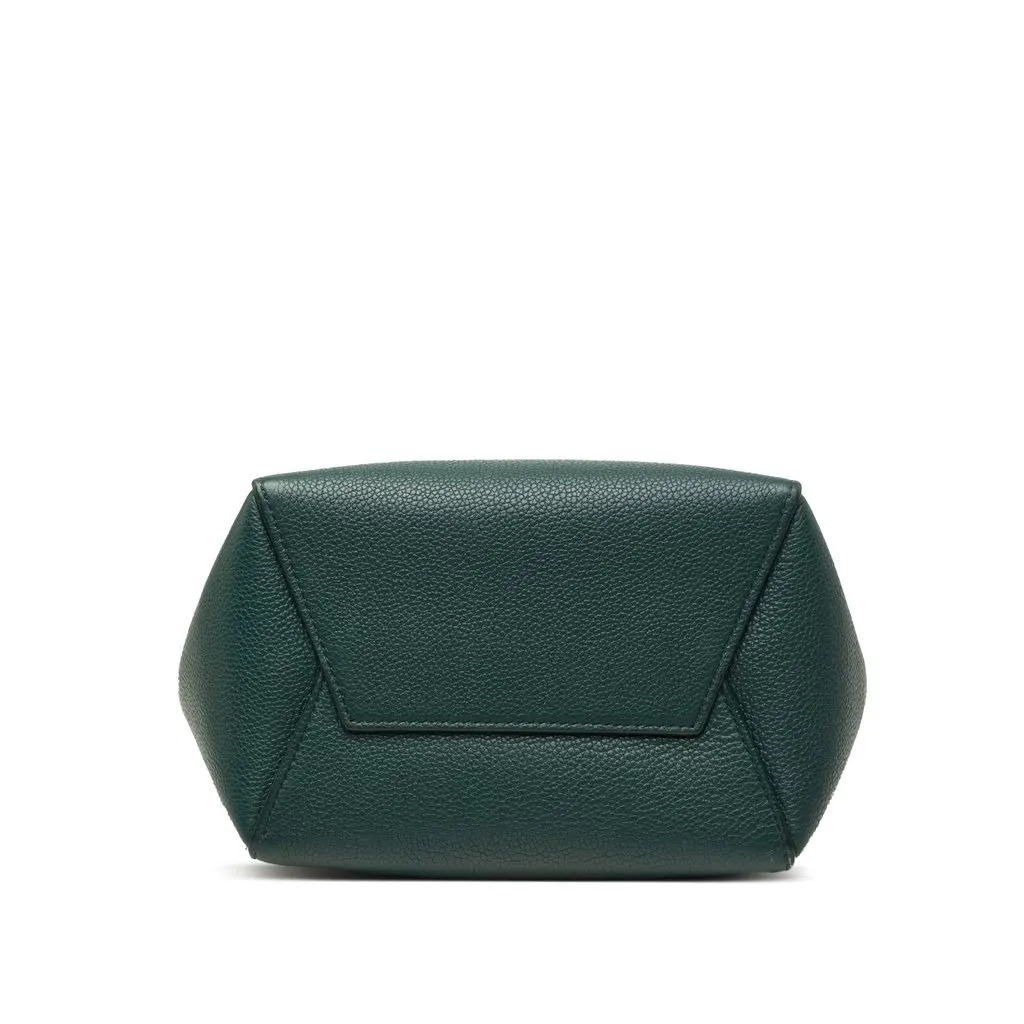 Celine Small Soft Grained Calfskin Seau Sangle Bucket Bag Green Leather Good - Inside View