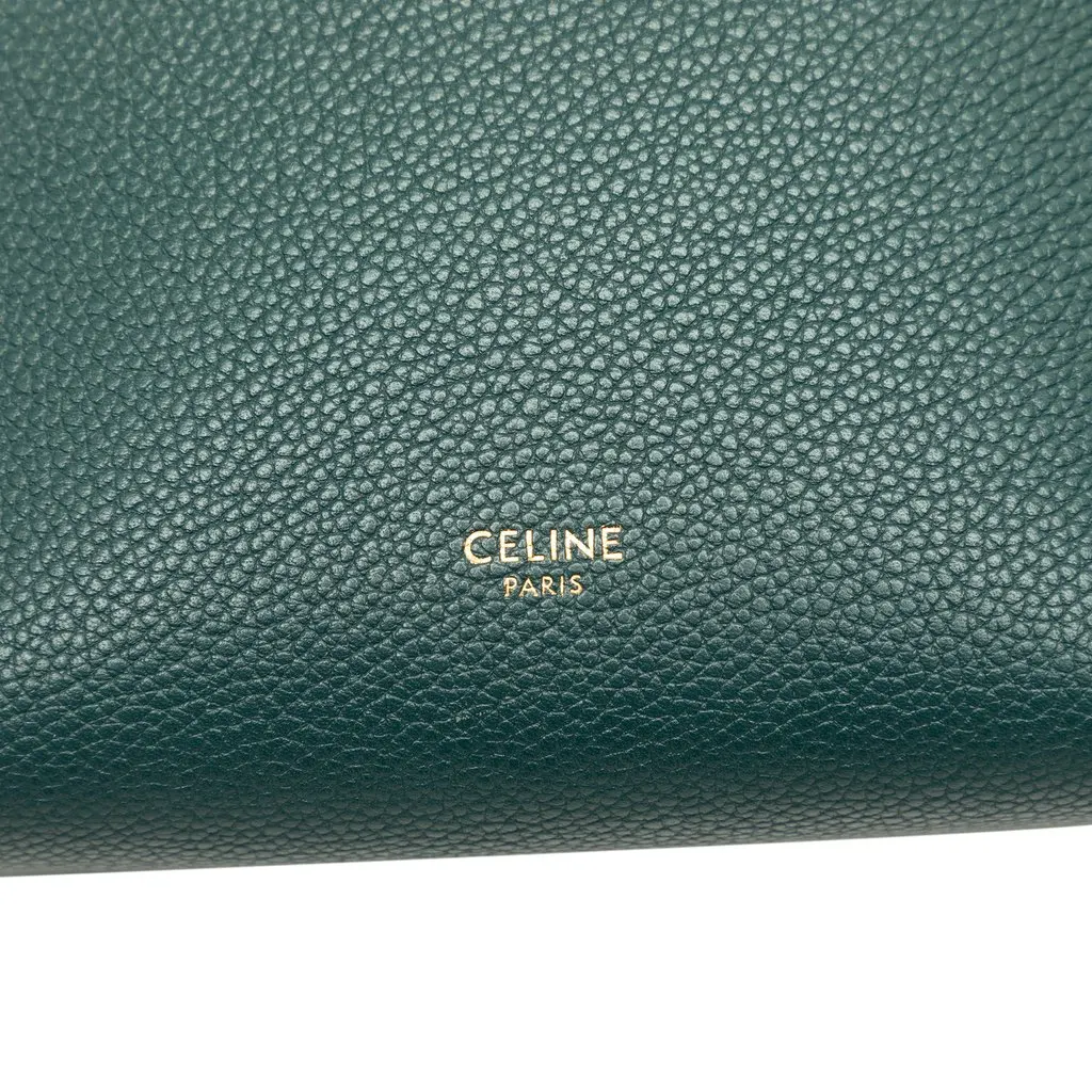 Celine Small Soft Grained Calfskin Seau Sangle Bucket Bag Green Leather Good - Box View