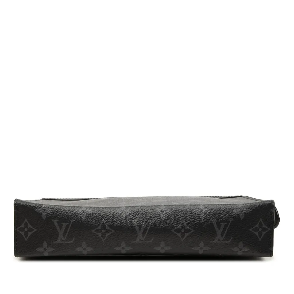 Louis Vuitton Monogram Eclipse Pochette Voyage MM Black Canvas Good - Inside View