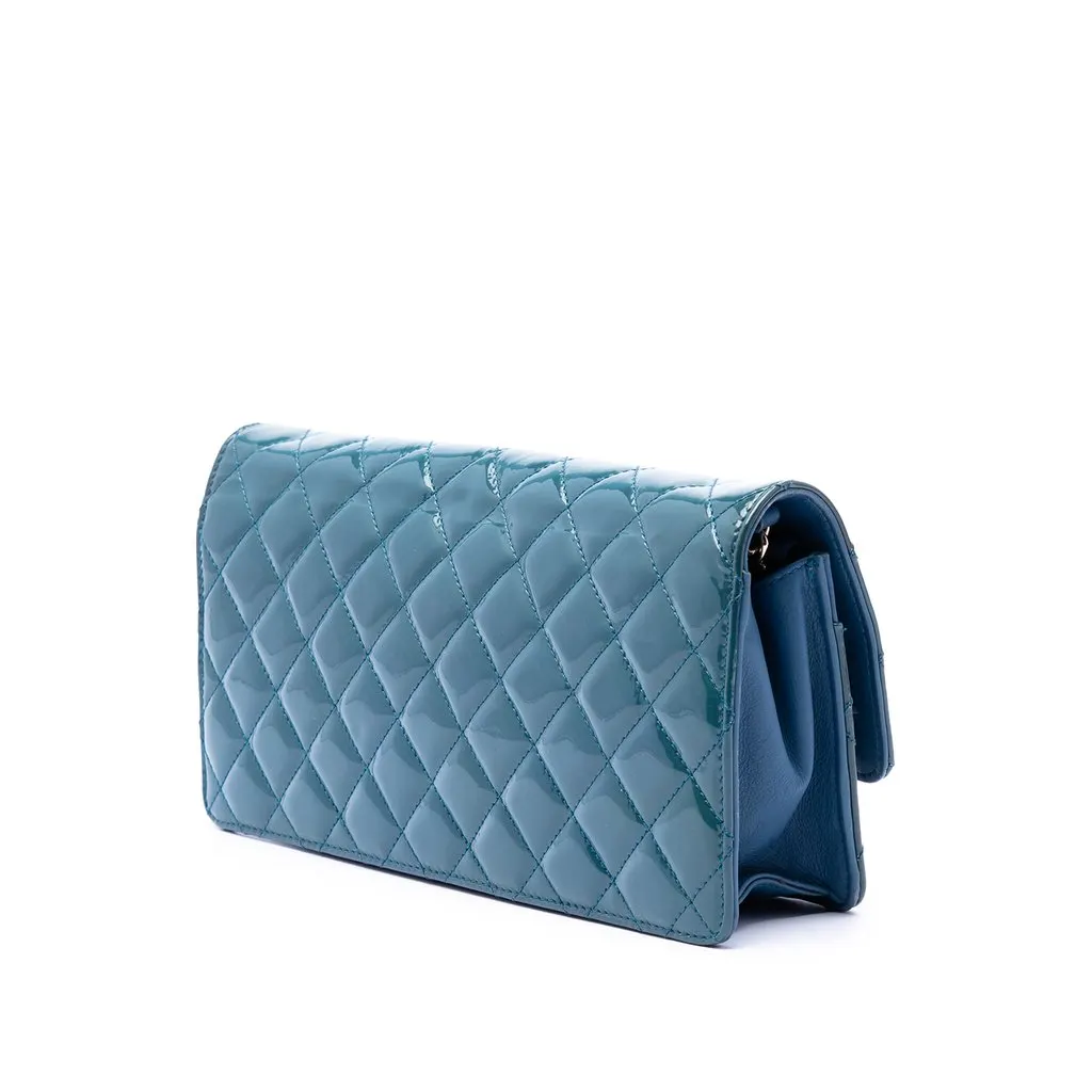 Chanel Quilted Patent Golden Class East West Wallet on Chain Blue Leather Very good - Back View