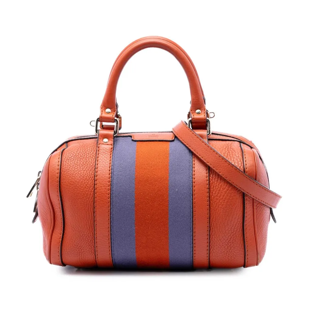 Gucci Small Calfskin Web Joy Boston Bag Orange Leather Very good - Front View