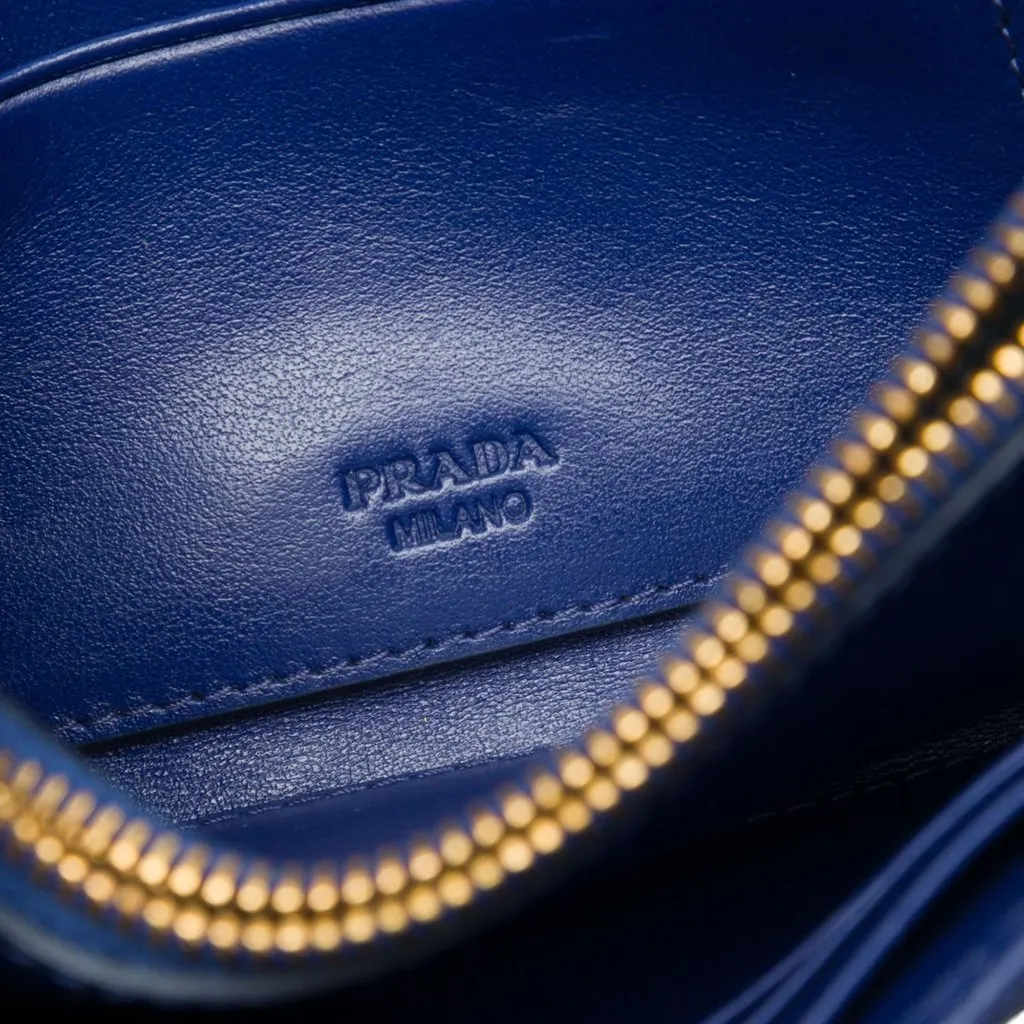 Prada Impuntu Tessuto Wallet on Strap Blue Very good - Box View