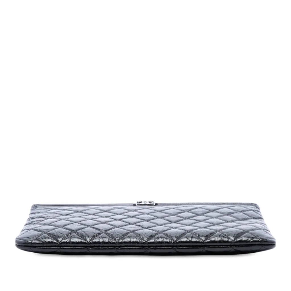 Chanel Medium Quilted Crinkled Patent Boy O Case Clutch Black Leather Very good - Inside View
