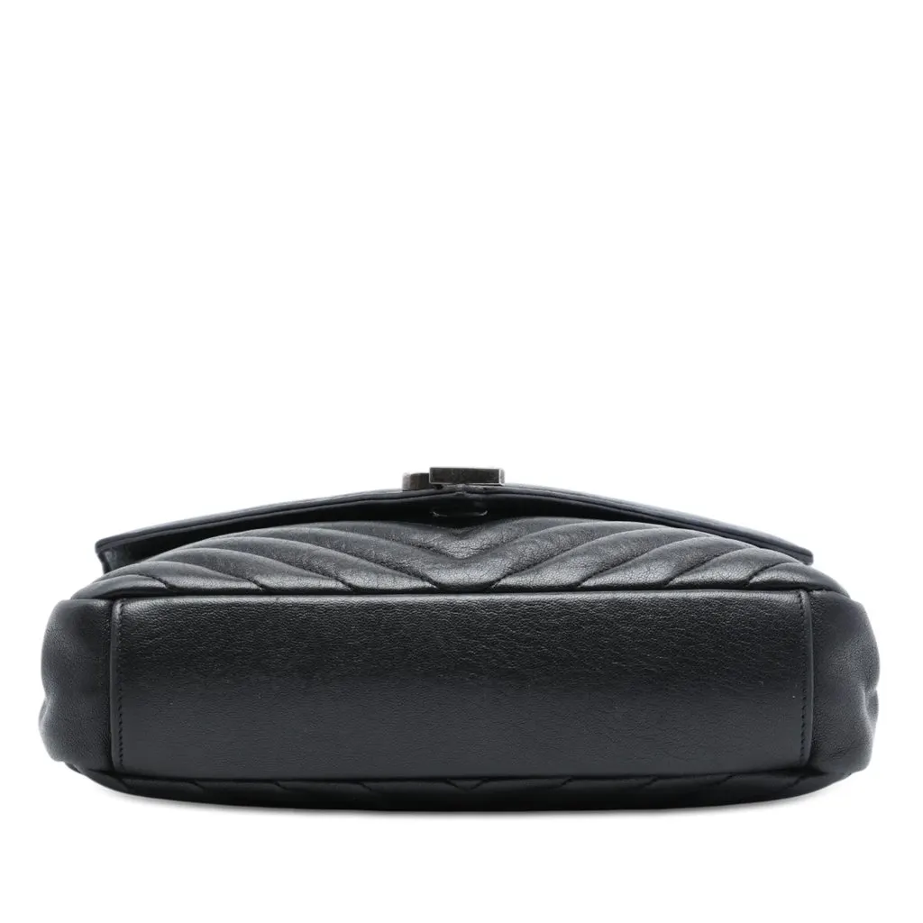 Saint Laurent Medium Chevron Sheepskin Monogram College Satchel Black Leather Very good - Inside View