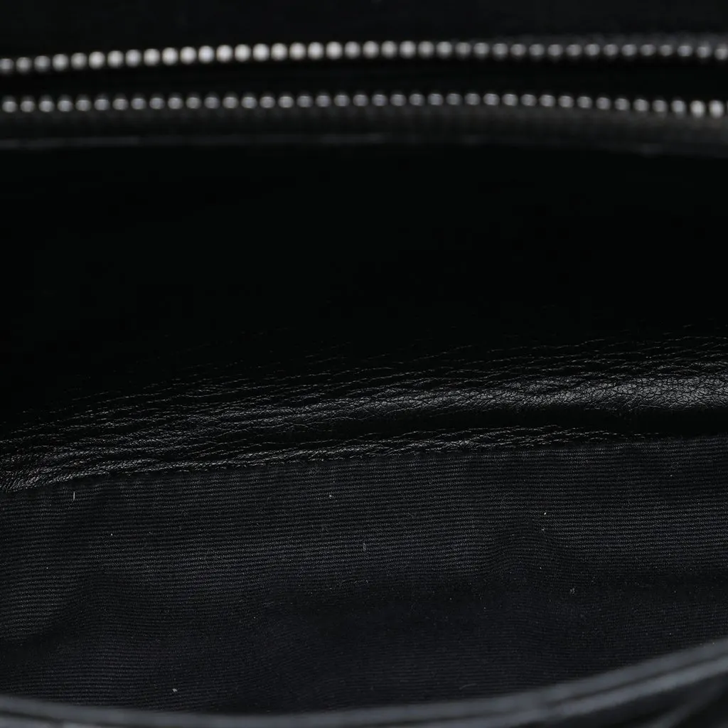 Saint Laurent Medium Chevron Sheepskin Monogram College Satchel Black Leather Very good - Model View