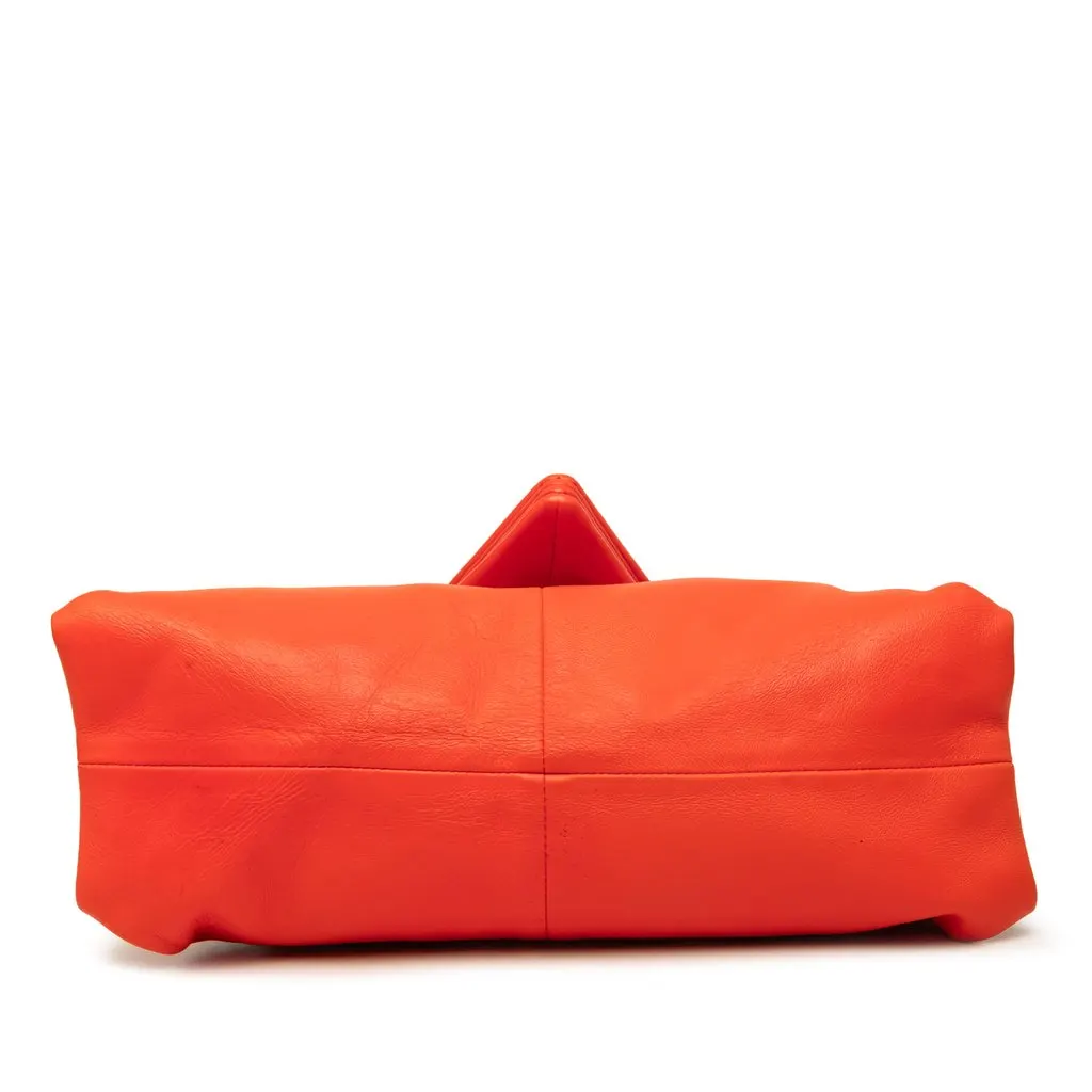 Bottega Veneta Lambskin Trine Fold Over Clutch Orange Leather Good - Inside View