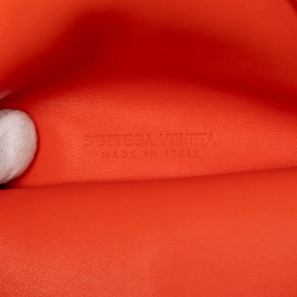 Bottega Veneta Lambskin Trine Fold Over Clutch Orange Leather Good - Box View