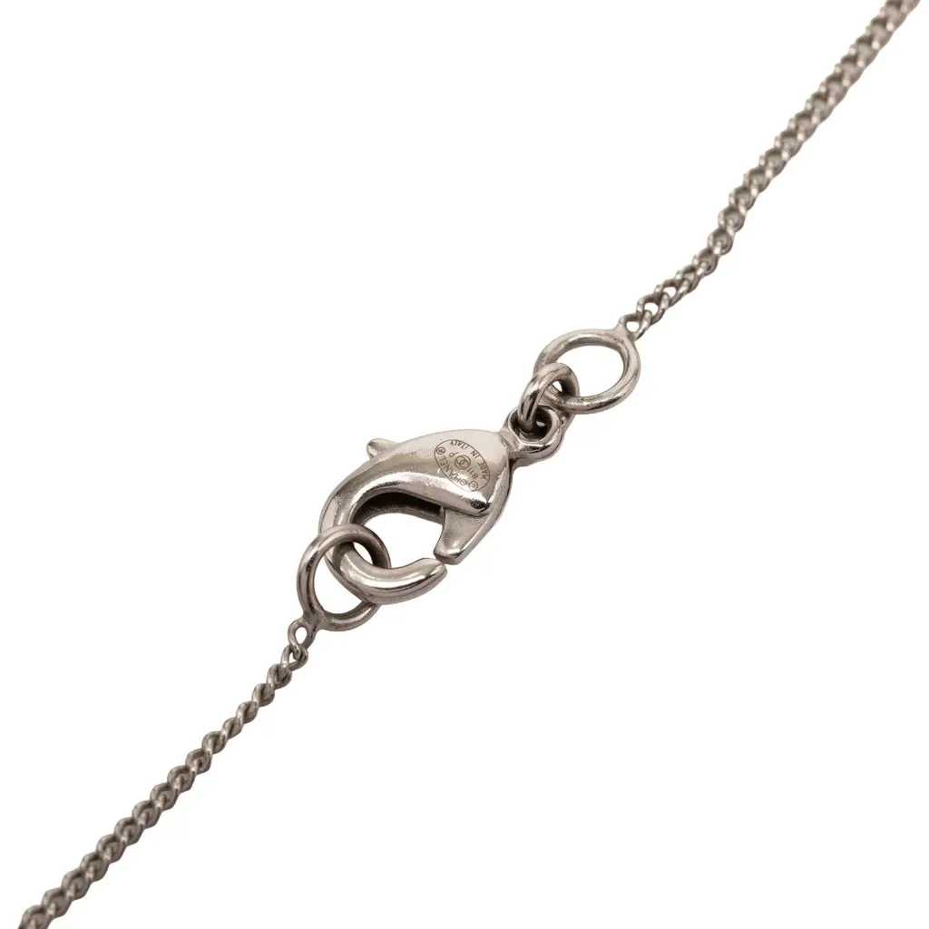Chanel CC Brass Strass Ball Pendant Necklace Silver Metal Very good - Model View
