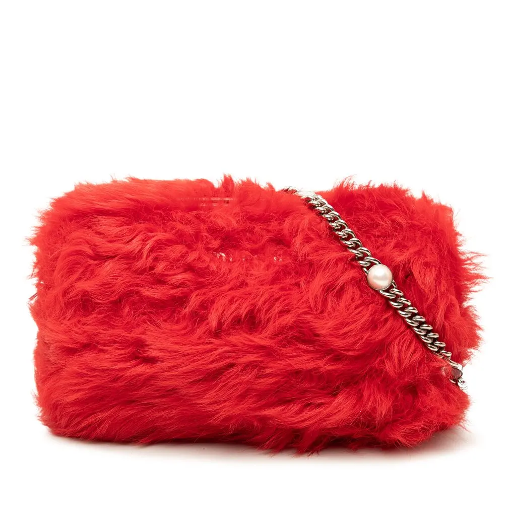 Miu Miu Shearling Pearl Chain Crossbody