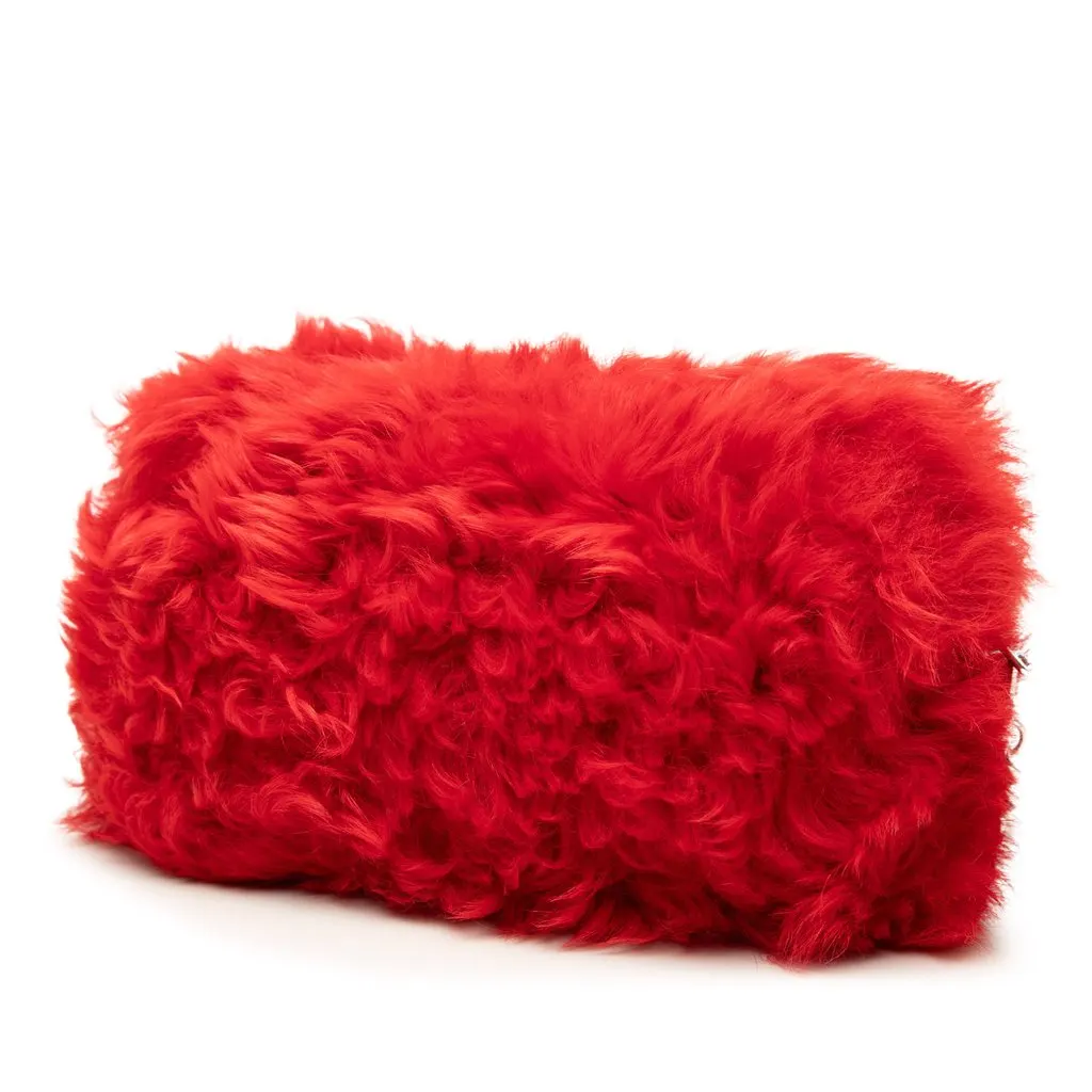 Miu Miu Shearling Pearl Chain Crossbody Red Very good - Back View