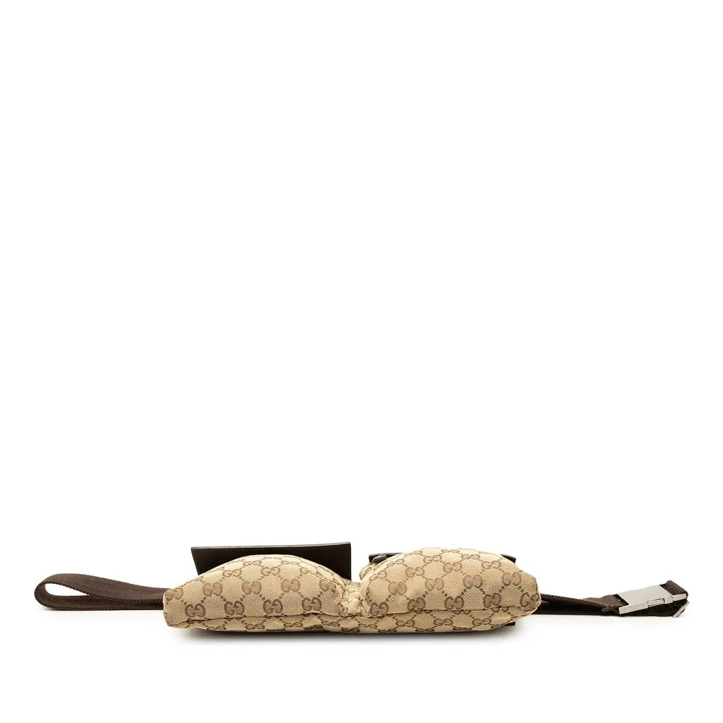Gucci GG Canvas Double Pocket Belt Bag Beige Good - Inside View
