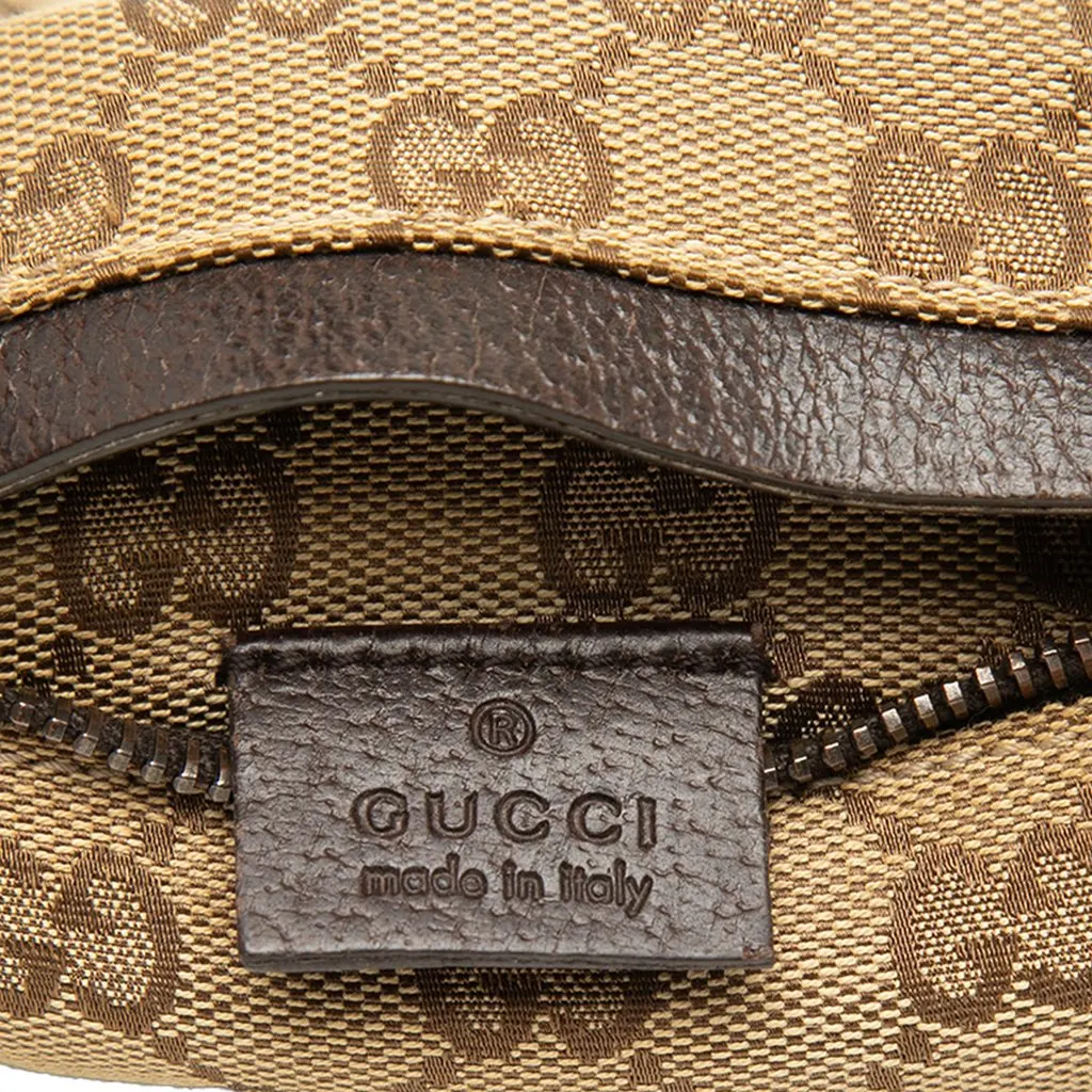 Gucci GG Canvas Double Pocket Belt Bag Beige Good - Model View