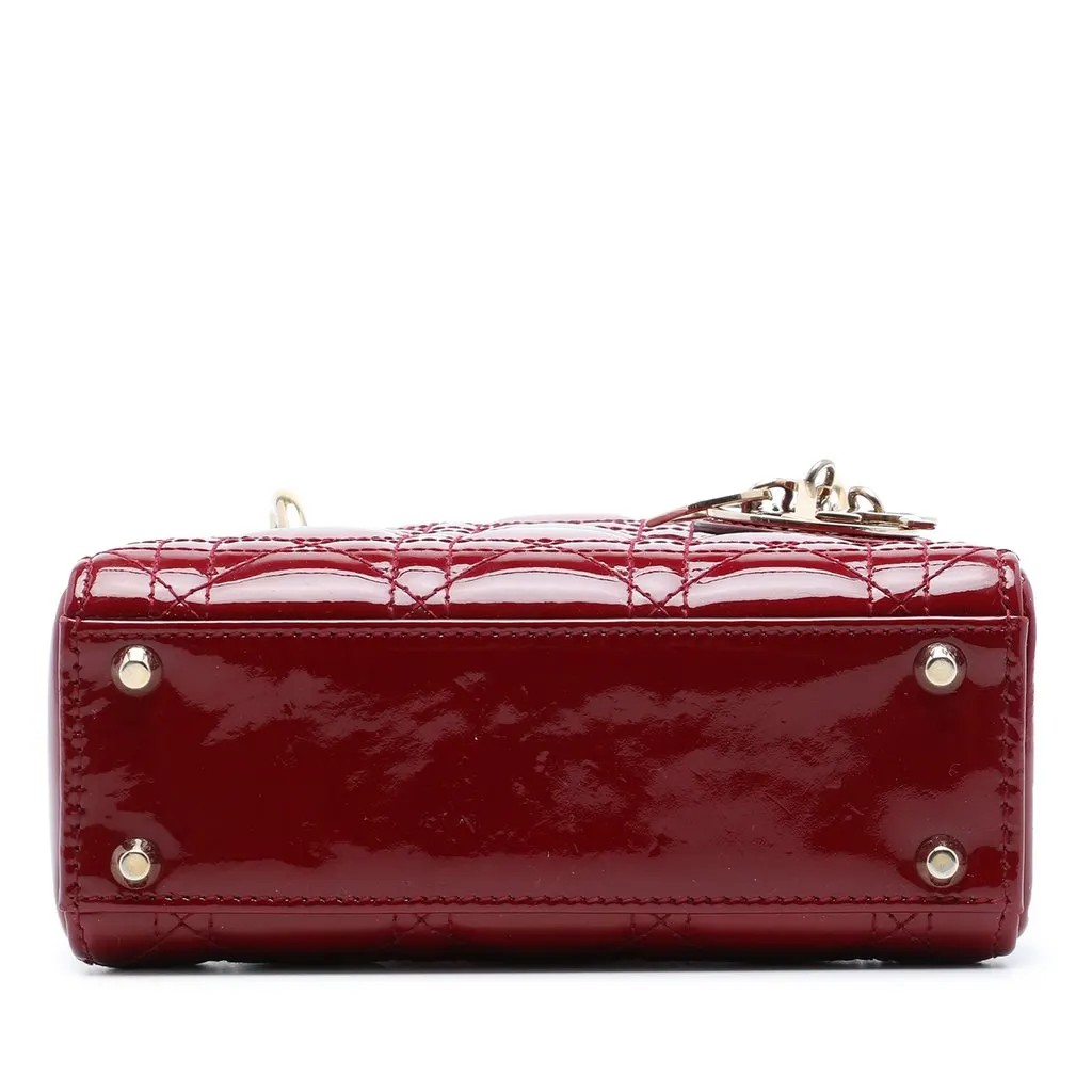Dior Mini Patent Cannage Lady Dior Red Leather Very good - Inside View