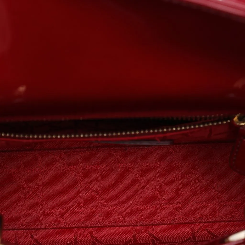 Dior Mini Patent Cannage Lady Dior Red Leather Very good - Model View