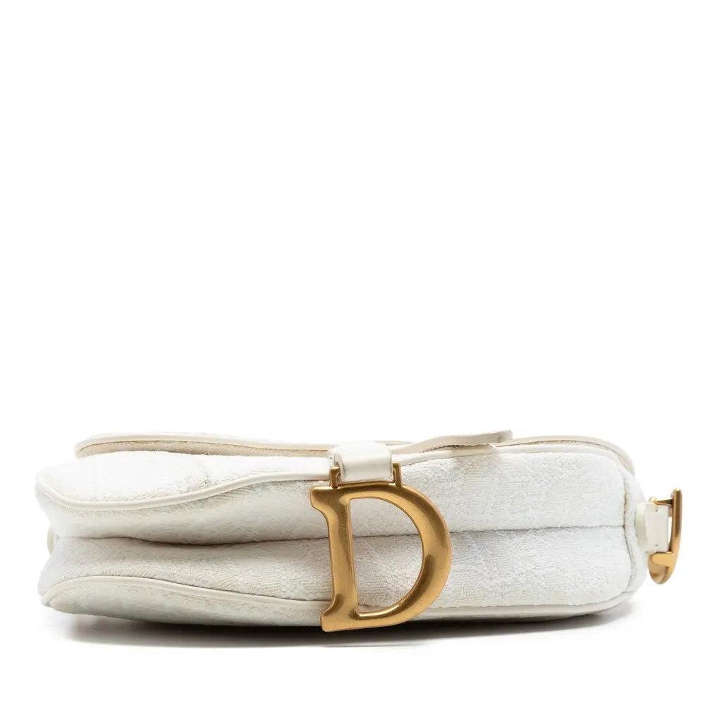 Dior Mini Oblique Embroidered Canvas Saddle Bag White Very good - Inside View